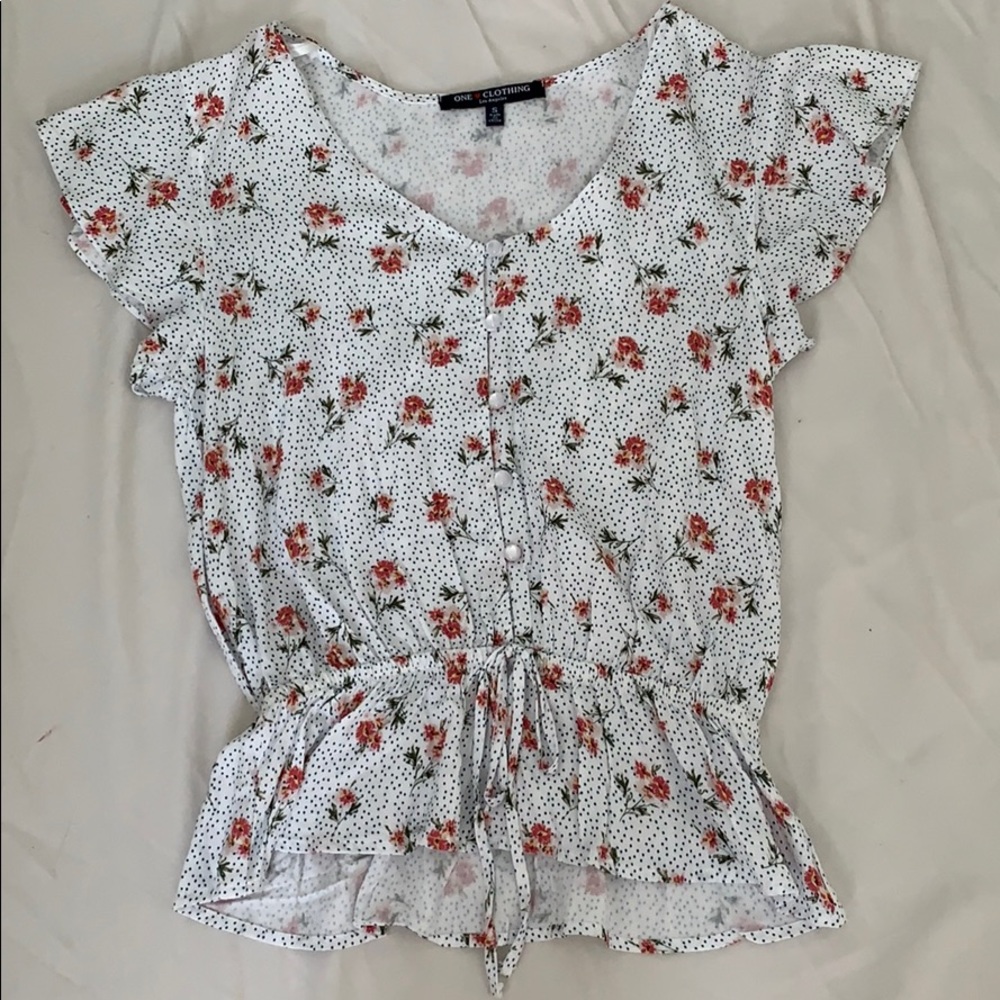 Women’s flower print button down blouse